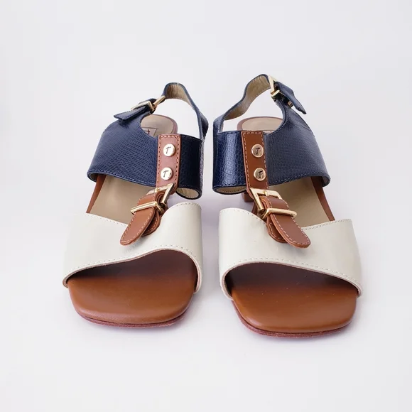 Vintage Tanguiis Leather Colorblock Heeled Sandals - Picture 4 of 14